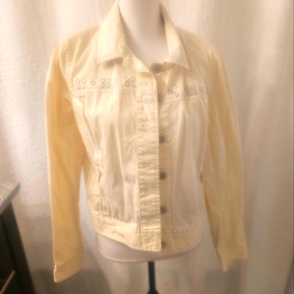 Peck and peck weekend Women lemon colored  Button Up Jacket Size  14